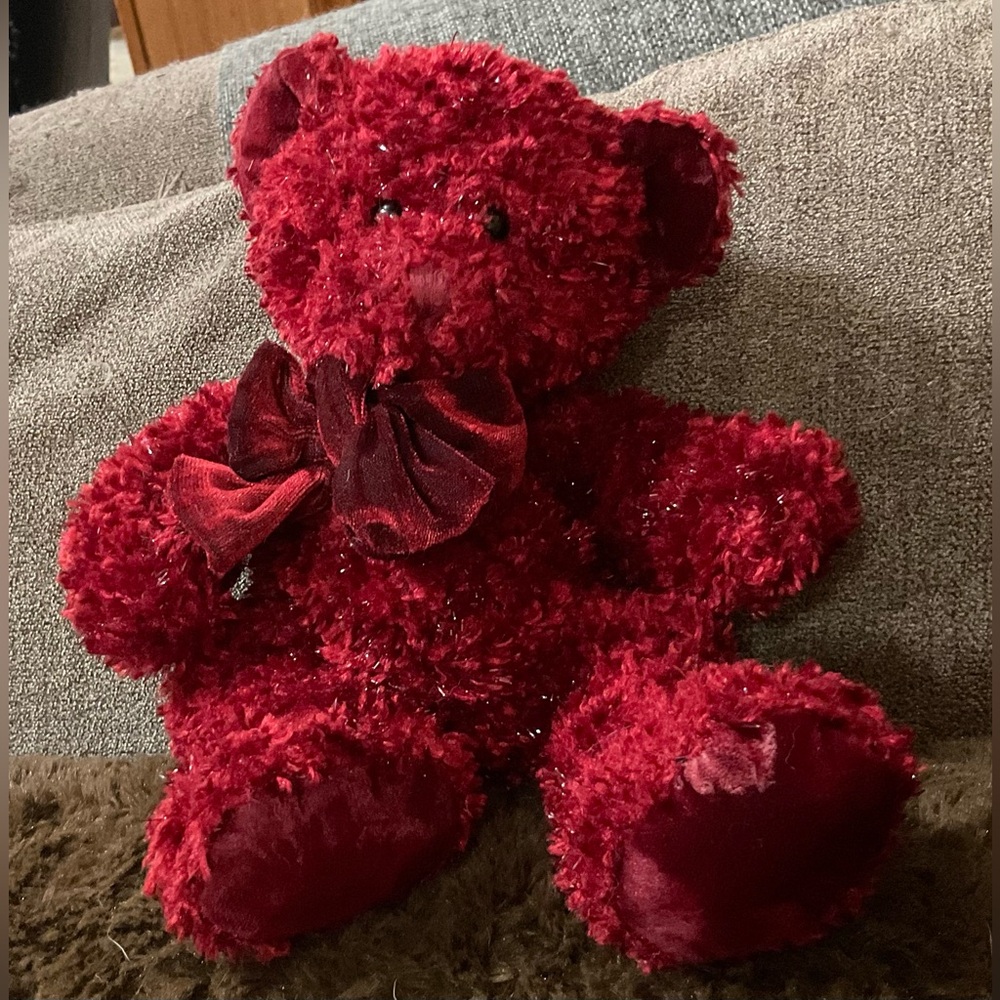 Russ Berrie: Rosetta vintage sparkly/glittery highlight 10”inches stuffed bear.